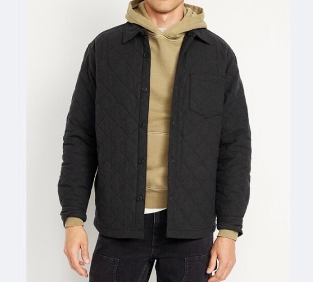 Old Navy Mens S Quilted Button-Down Shacket in Panther Fall Jacket New